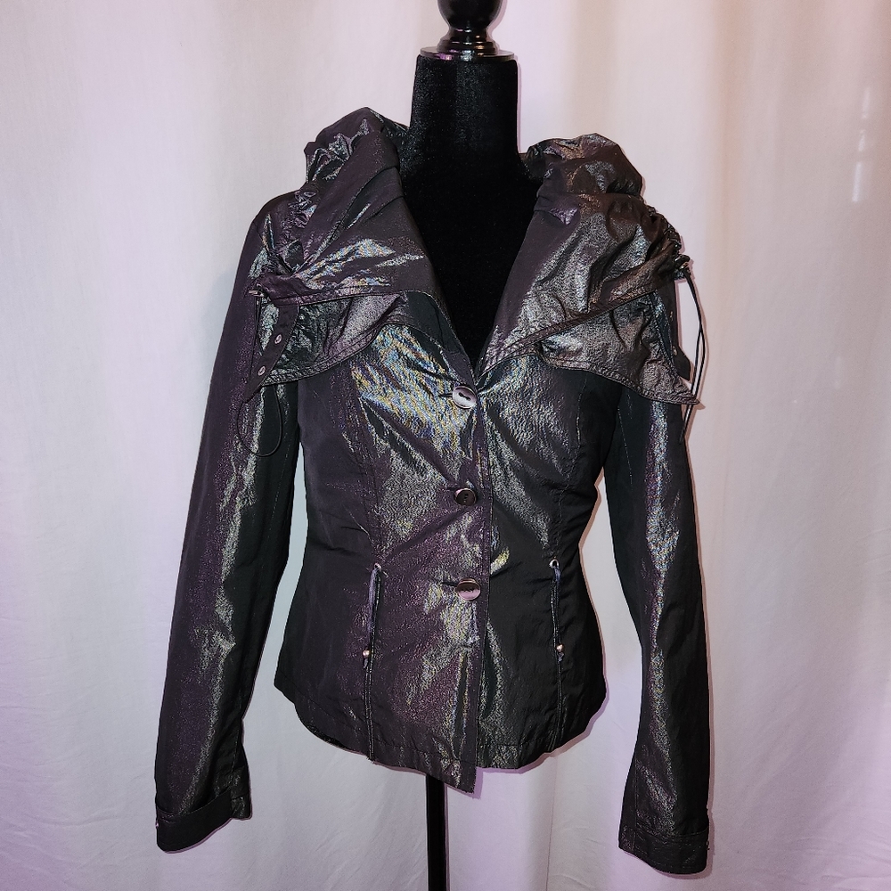 LAST ChancePuffy Ruffle Coat - Metallic Shimmer - Sz. 12 Tribal - Button Front